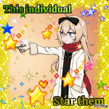 a picture of a girl with the words " this individual star them "