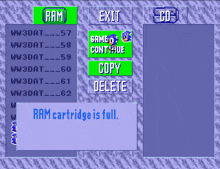 a screenshot of a sonic the hedgehog video game shows the ram cartridge is full