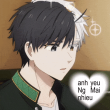 a picture of a boy with a heart that says anh yeu ng mai nhieu on it