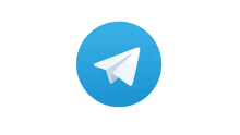 a blue circle with a white paper airplane inside of it