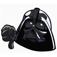 darth vader is giving a thumbs down sign in a cartoon .