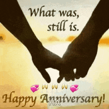 a couple holding hands with the words `` what was , still is . ``