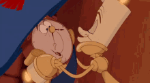 Candlestick Kisses GIF - Beauty And The Beast Cogsworth Lumiere GIFs