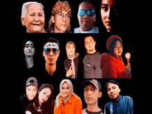 a group of people are posing for a picture and one of them is wearing a hat that says ' aoki ' on it