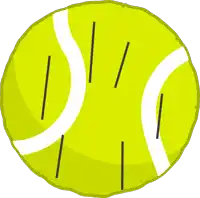 a cartoon drawing of a tennis ball with a white stripe