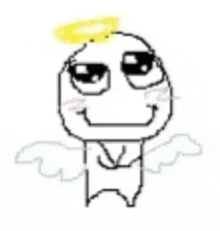 a drawing of a person with wings and a halo on their head