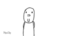 a black and white drawing of a person waving .