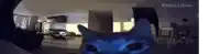 a cat is looking at the camera in a living room with the word petcube on the bottom