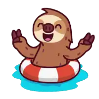a cartoon of a sloth floating in a life preserver