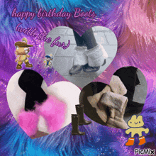 a picture of a person wearing furry boots with the words happy birthday boots with the fur