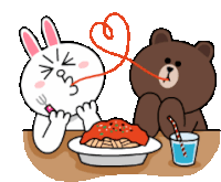 Brown And Cony Bunny Sticker - Brown And Cony Bunny Kiss Stickers