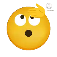 a cartoon smiley face with a hand covering its forehead