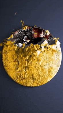 a yellow circle with a picture of a woman in it