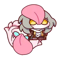 a cartoon drawing of a bird with a pink beak and yellow eyes