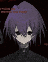 a drawing of a person with purple hair and a caption that says tiktok