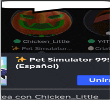 a screenshot of a chicken little pet simulator game