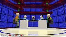 a group of cartoon characters sitting around a table with the words video by make joke of on the bottom right
