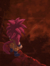 a close up of a cartoon character with a red hair