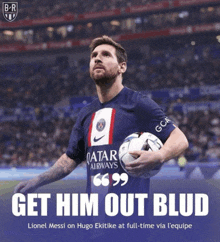 a soccer player with a qatar airways jersey holds a soccer ball