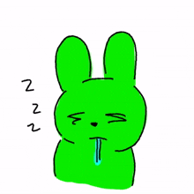 green rabbit red eye tired eyes closed
