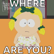 a cartoon of a girl with a sign that says south park