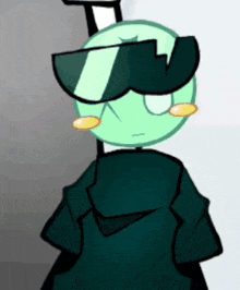a cartoon character is wearing sunglasses and a black jacket