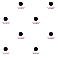 a pattern of green and black circles with the words powerpuff refunds on them