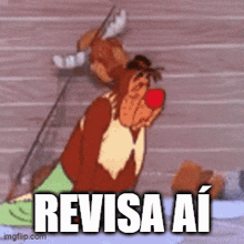 a cartoon monkey with a red nose and the words revisa ai