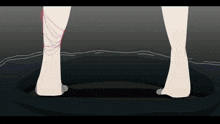 a cartoon drawing of a person 's legs with a hole in them