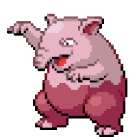 a pixel art drawing of a pig with its tongue hanging out