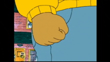 a cartoon character is standing in front of a building with a sign that says pbs kids