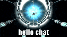 a computer generated image with the words hello chat on the bottom