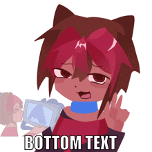 a cartoon drawing of a girl with the words bottom text underneath her