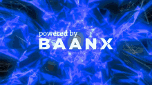 a blue background with the word baanx on it