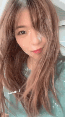 a close up of a woman 's face with a lot of hair .