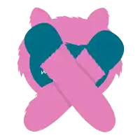 a cartoon drawing of a blue and pink monster