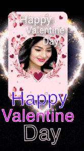 a valentine 's day greeting card with a picture of a woman and the words happy valentine day