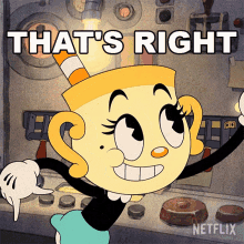 thats right ms chalice the cuphead show thats correct true that