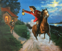 a painting of a man on a horse with a lantern