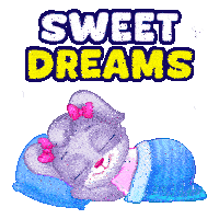 a cartoon rabbit is sleeping under a blue blanket with the words sweet dreams written above it