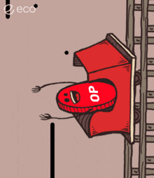 a cartoon drawing of a red car with the number 90 on the side