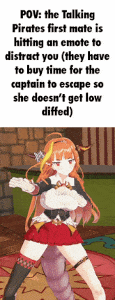 a picture of a girl with a caption about pirates first mate