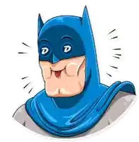 a cartoon drawing of a man in a batman costume making a face .