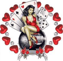 joker card playing cards glitter red hearts red dress