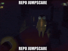 a screenshot of a video game with the words repo jumpscare