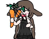 a drawing of a girl holding a carrot