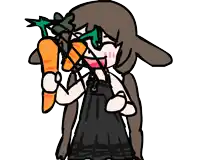 a drawing of a girl holding a carrot