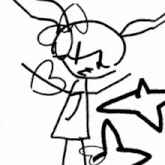 a black and white drawing of a person 's face with a shadow behind them .
