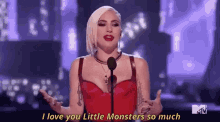 I Love You Little Monsters So Much Lady Gaga GIF - I Love You Little Monsters So Much Lady Gaga Mtv Movie And Tv Awards GIFs