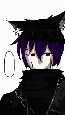 a pixel art drawing of a wolf with purple hair
